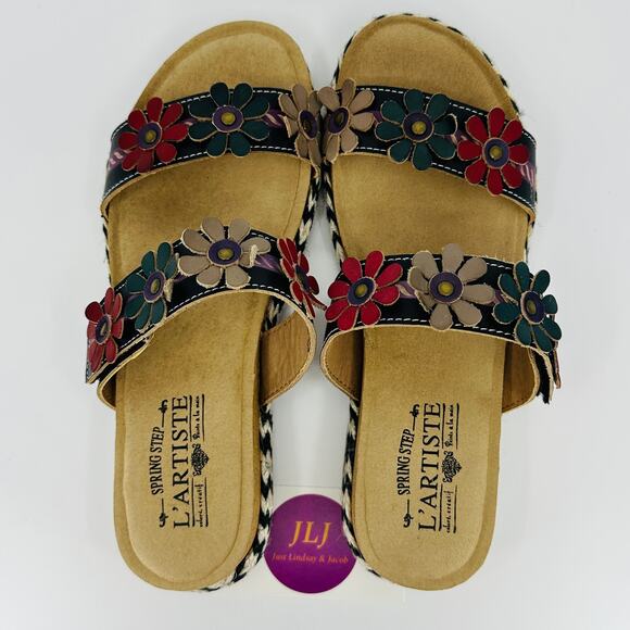 L'Artiste Spring Step Women's Resort Slip On Floral Sandals Size 38 EU/ 7.5-8 US - Picture 9 of 12